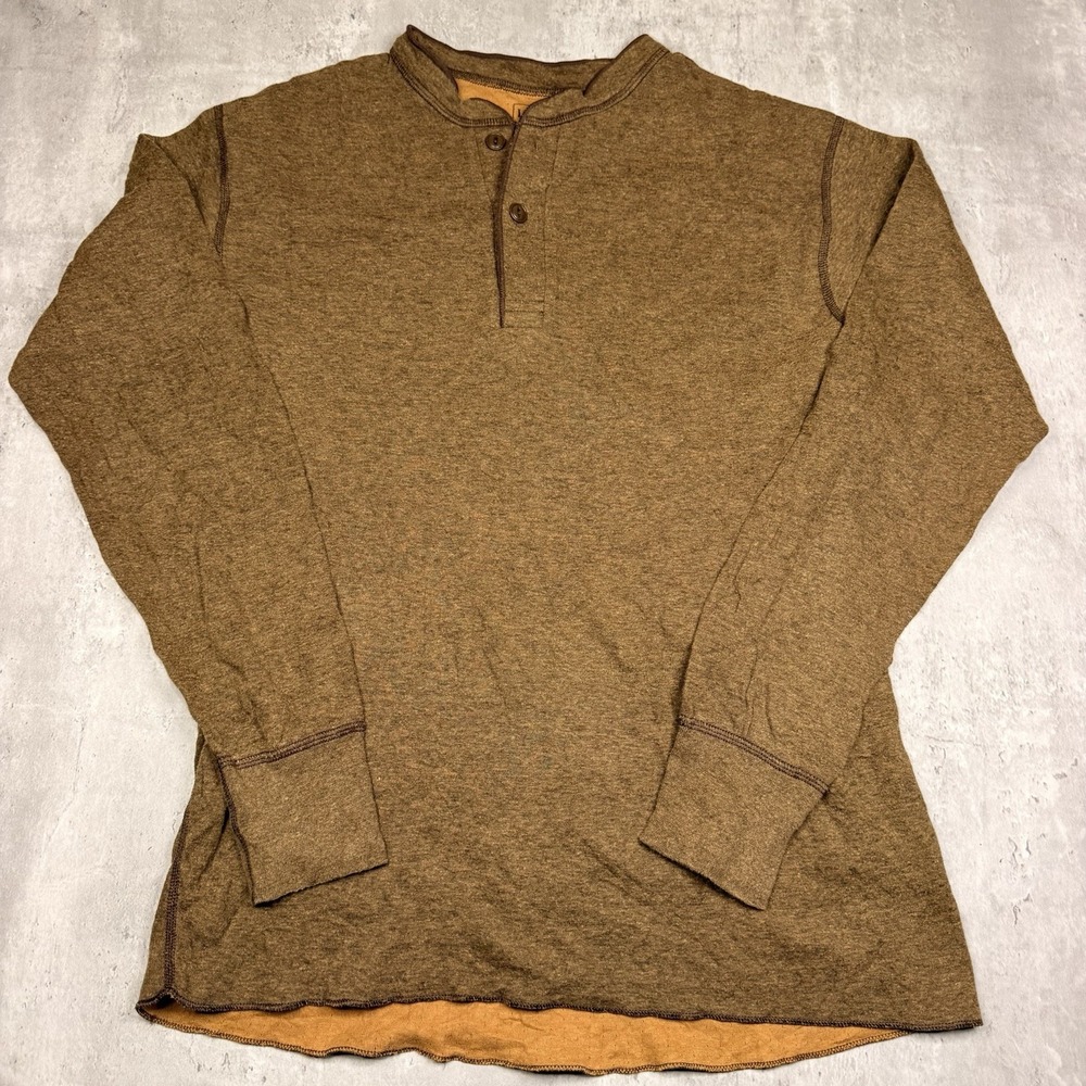 L.L. Bean River Driver Henley Shirt Mens M Brown Long Sleeve Wool Blend Knit
